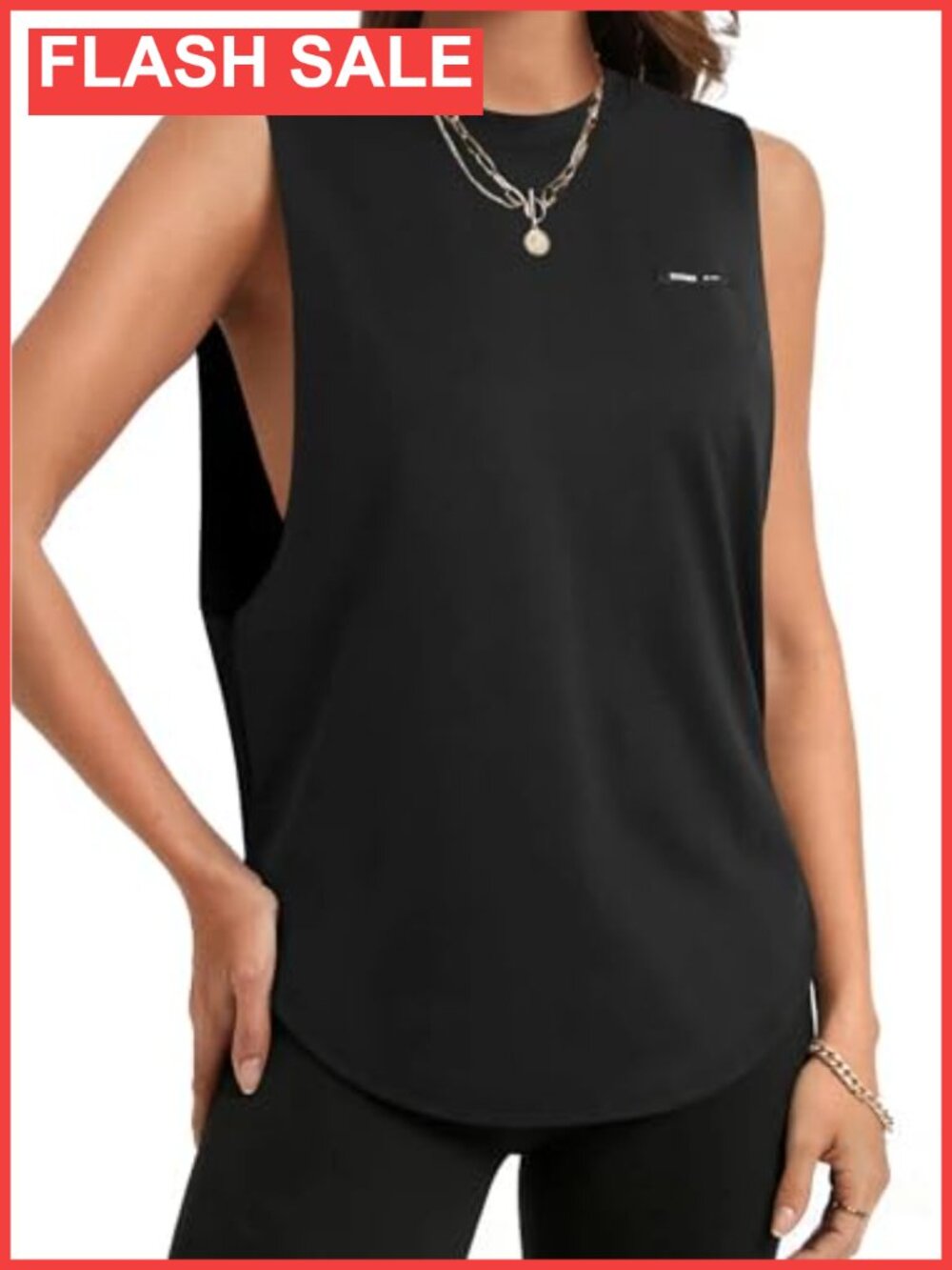 Women's Open Side Tank Top Sleeveless Workout Muscle Top